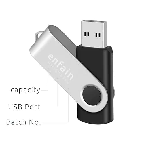 Enfain 8GB USB Flash Drive 10 Pack | Reliable Data Storage with Metal Swivel Cap in Bulk thumbnail 3