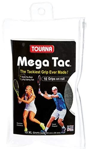Tourna Mega Tac Extra Tacky Overgrip Black 10-Pack | Long-Lasting Tacky Feel for Tennis thumbnail 2