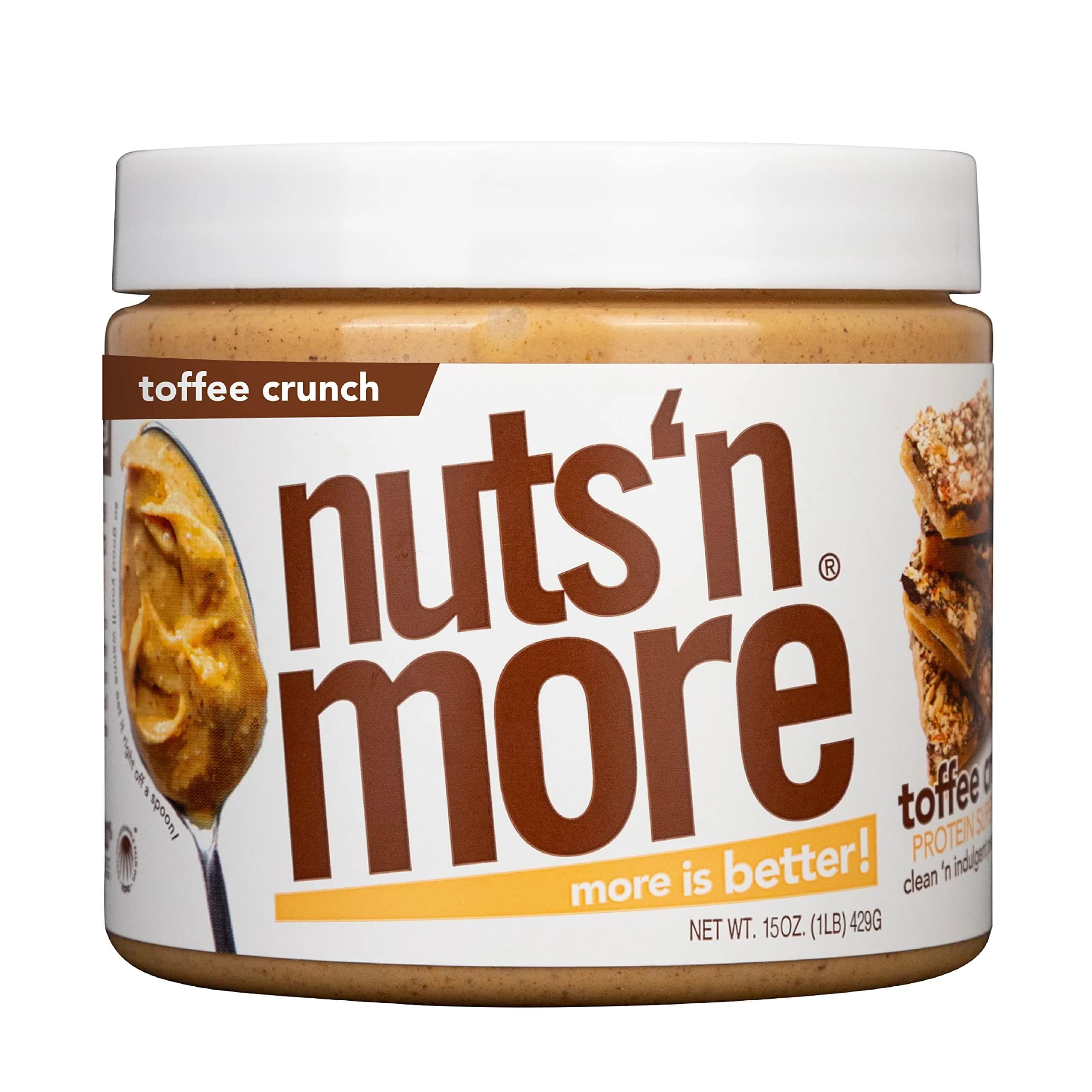 Nuts 'N More Toffee Crunch Peanut Butter Spread 15oz | High Protein, Low Sugar, Gluten Free