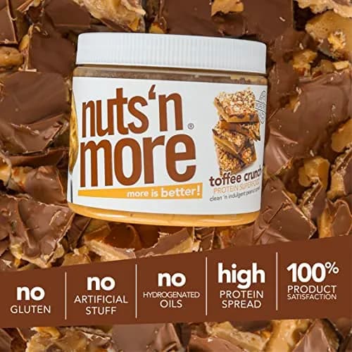 Nuts 'N More Toffee Crunch Peanut Butter Spread 15oz | High Protein, Low Sugar, Gluten Free thumbnail 5