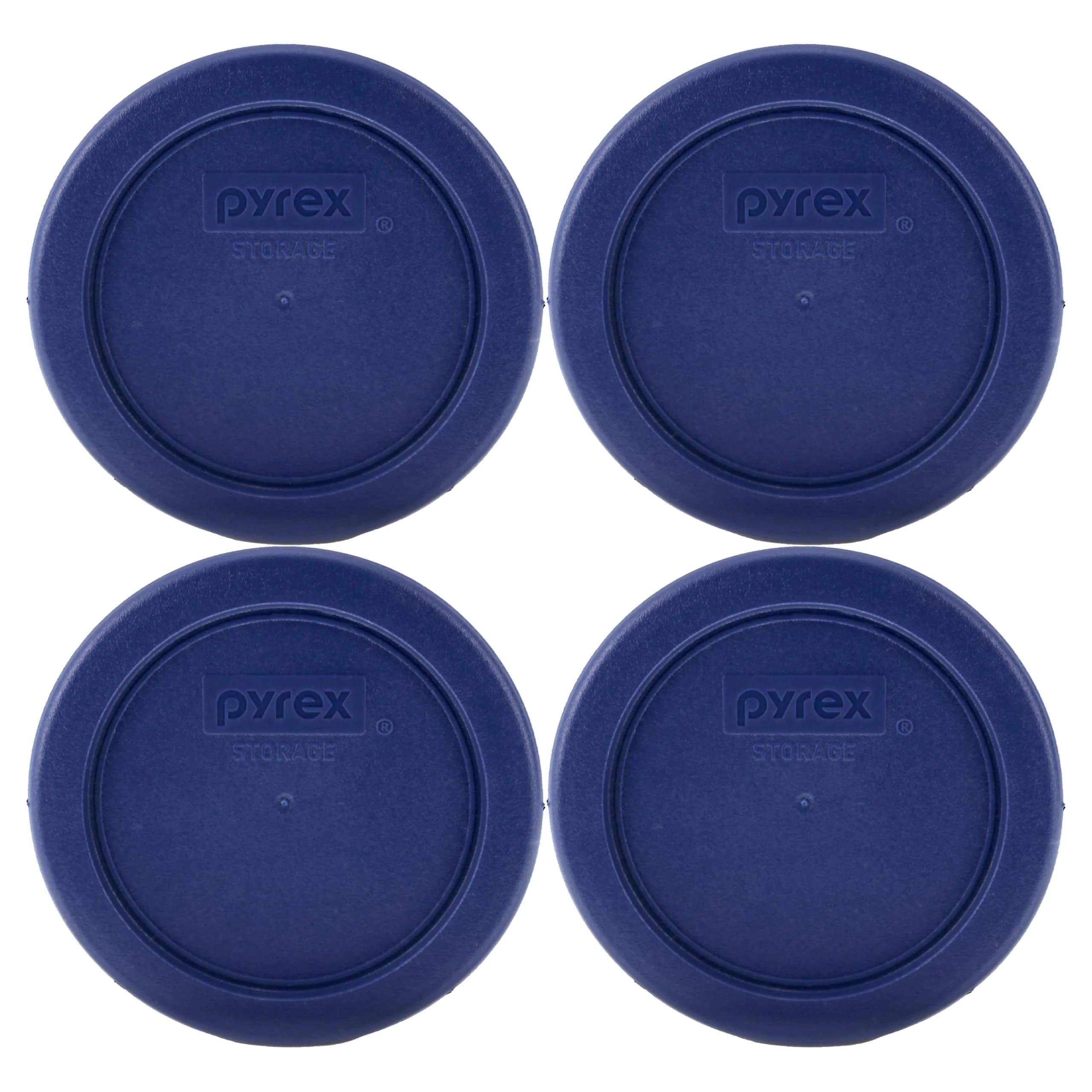 Pyrex 7202-PC 1-Cup Dark Blue Replacement Lids (4-Pack) | Made in USA, Durable Plastic, Secure Seal, Dishwasher Safe - main product image
