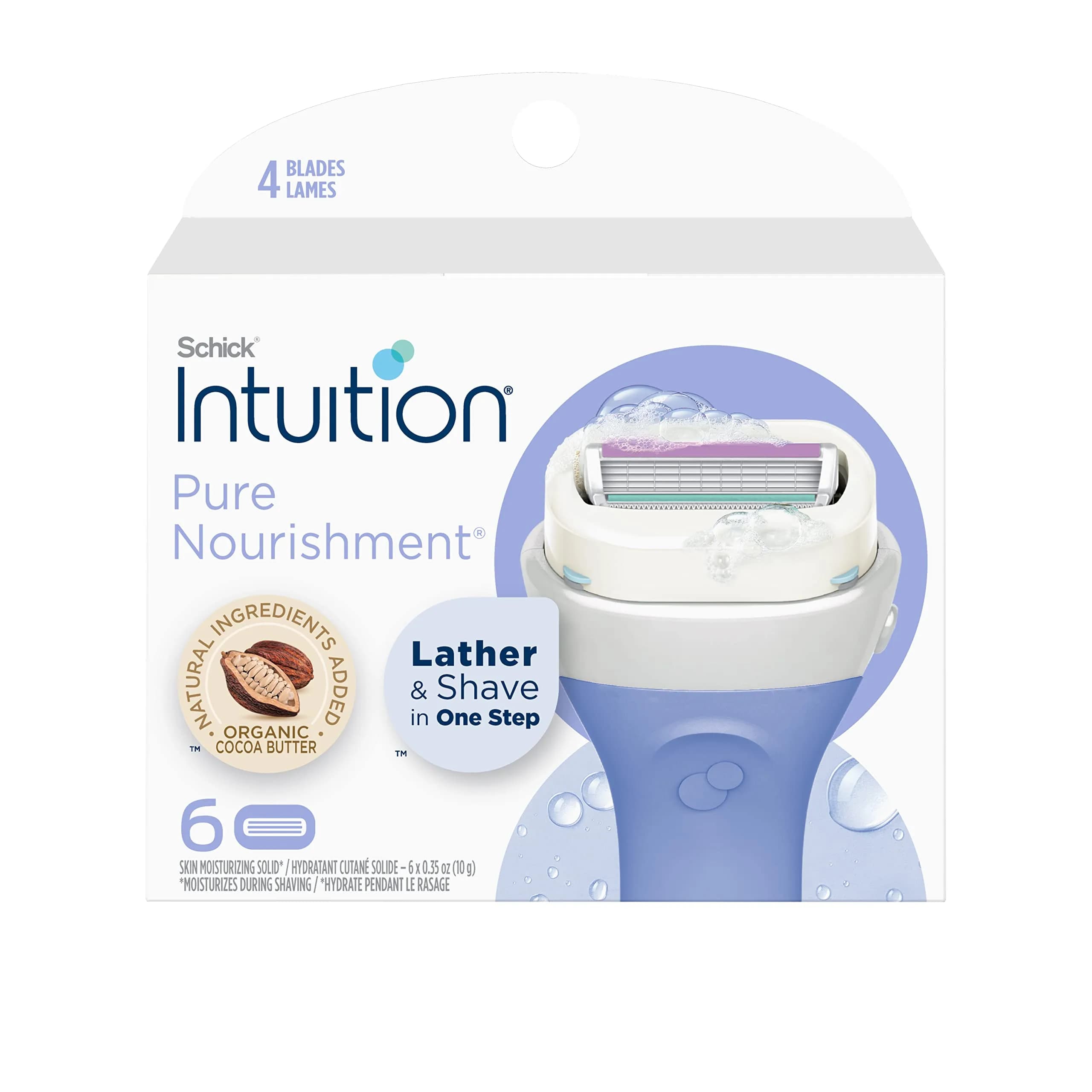 INTUITION Razors Bundle - Refills with Cocoa Butter & Sensitive Skin | 4-Blade Pivoting Cartridges, Vegan, Hypoallergenic (70-120 chars) — Pure Nourishment