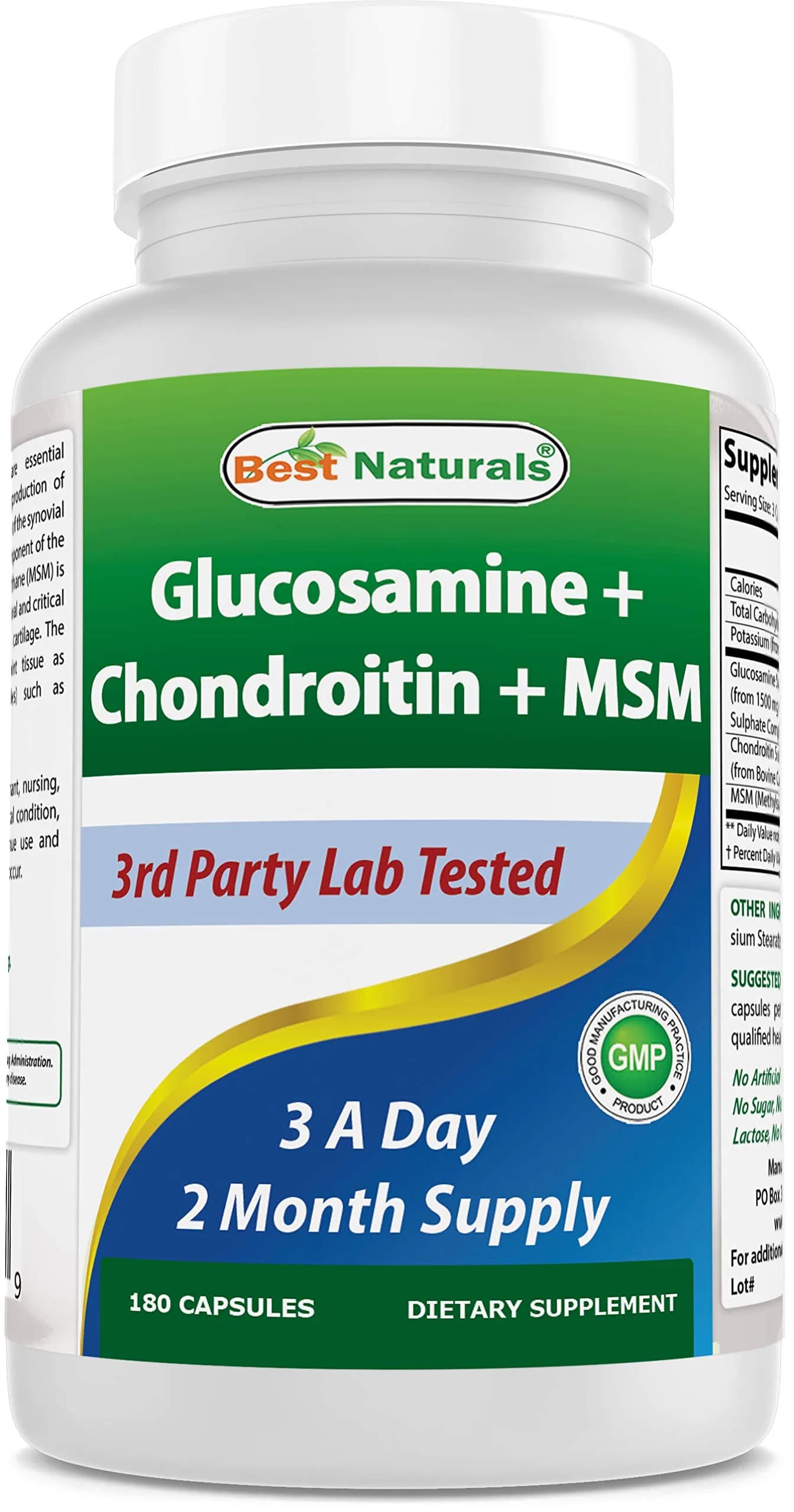 Best Naturals Glucosamine Chondroitin MSM 180 Count | Supports Joint & Cartilage Health