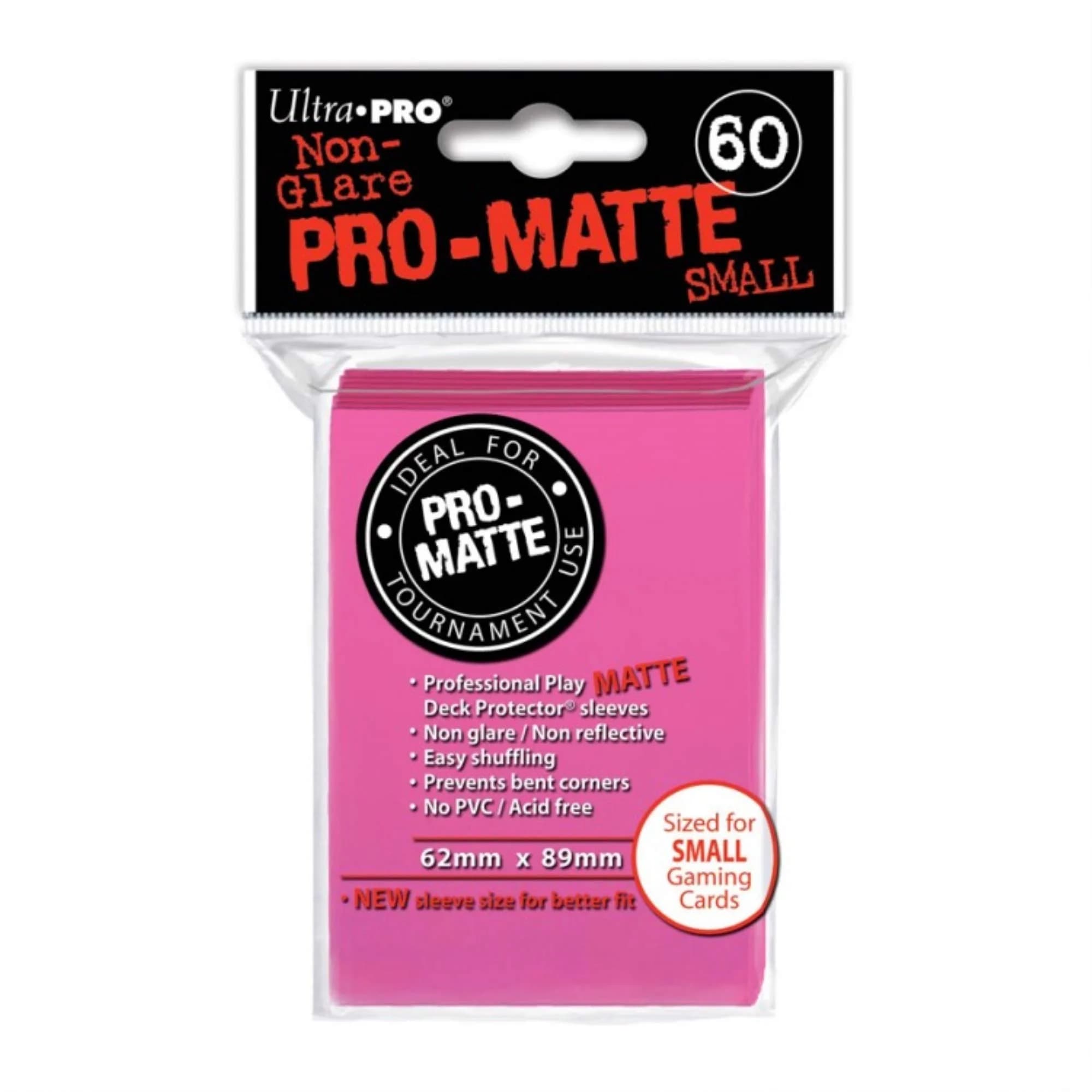 Ultra Pro PRO-Matte Small Deck Protector Sleeves for Yu-Gi-Oh and Cardfight Vanguard - White (60 ct.) | Non-glare archival-safe sleeves — Bright Pink