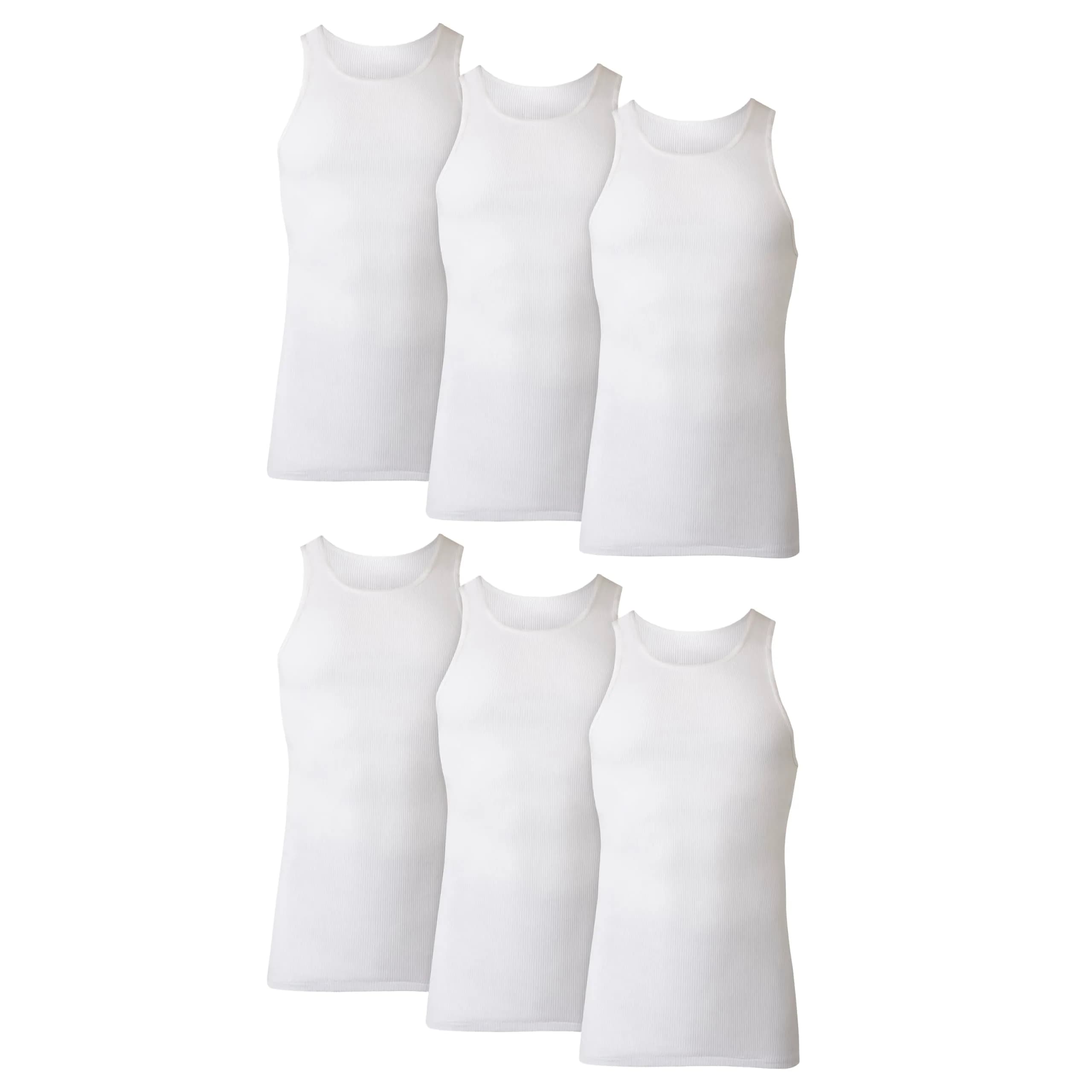 Hanes Men's White Cotton Ribbed Tank Undershirt 6-Pack | Moisture-Wicking & Breathable - main product image