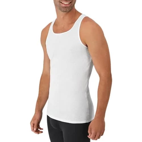 Hanes Men's White Cotton Ribbed Tank Undershirt 6-Pack | Moisture-Wicking & Breathable thumbnail 3