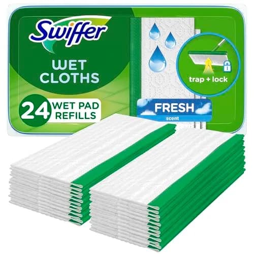 Swiffer Wet Mopping Pad Refills, Open Window Fresh Scent, 24 Count | Microfiber Floor Cleaner for Dirt, Dust, Hair thumbnail 1