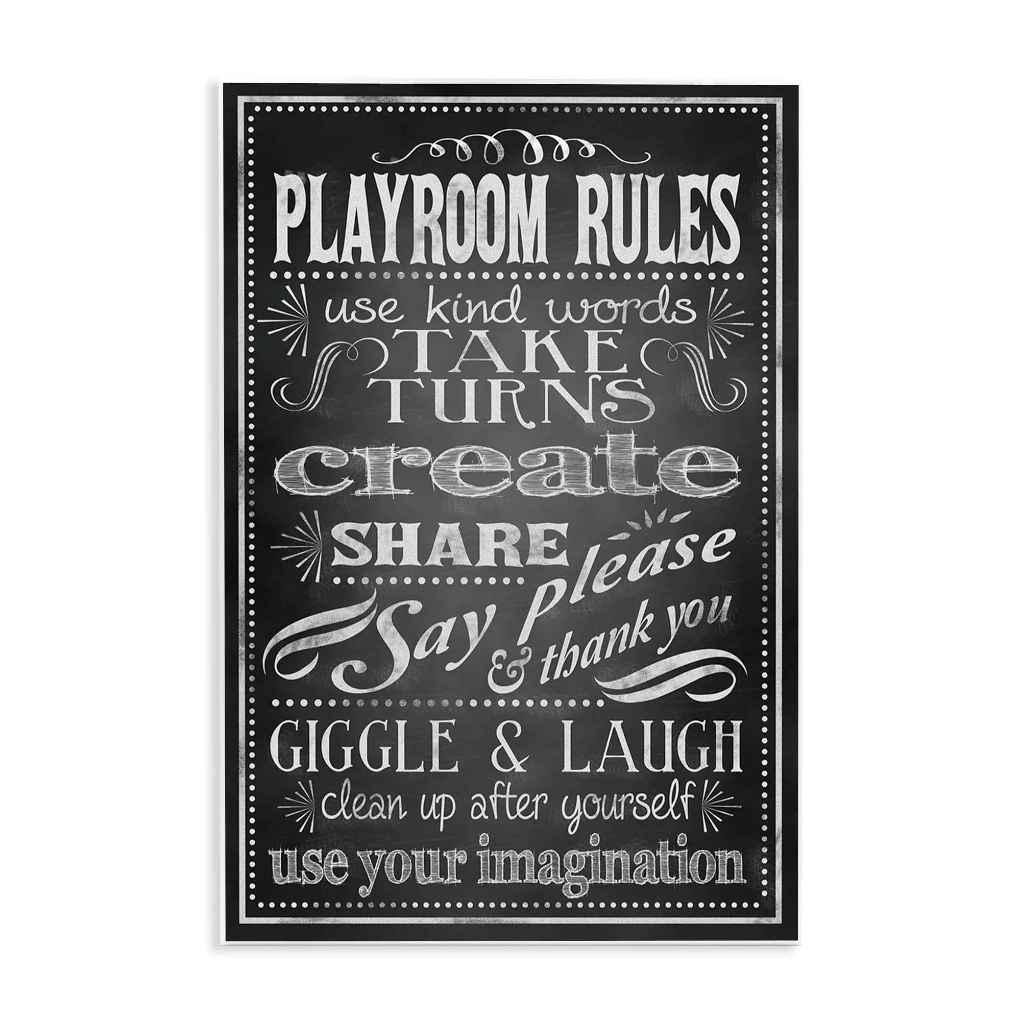Stupell Industries Playroom Rules Use Kind Words Wall Plaque 10 x 15 Inch | Positive Affirmations for Kids - main product image