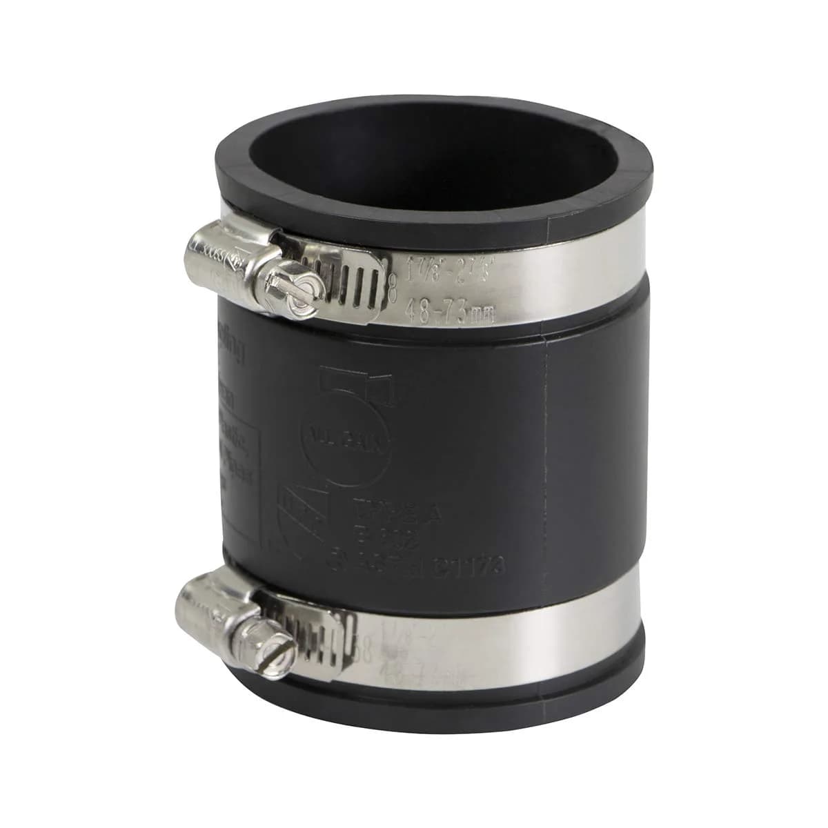 SUPPLYGIANT Flexible PVC Coupling With Stainless Steel Clamps 4 Inch (10.16 cm) | For Sewer & Plumbing Contractors — 2 Inch