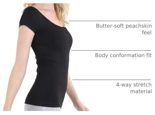 NIKIBIKI Women Seamless Cap Sleeve Scoop Neck Fitted Top | Made in USA, One Size (Black) thumbnail 4
