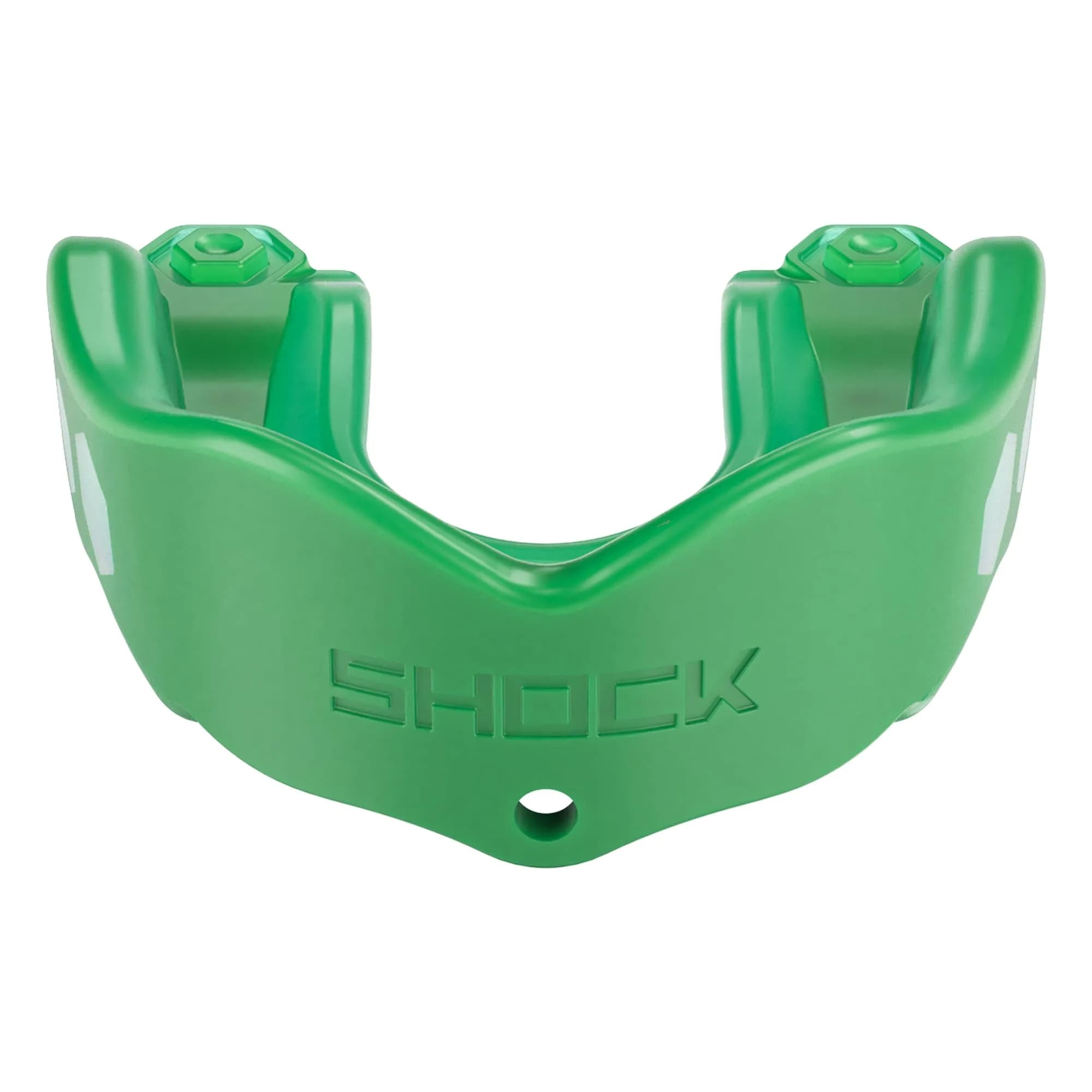 Shock Doctor Gel Max Youth Mouth Guard with Strap, Blue, Unflavored, 1 Count | Heavy Duty Protection & Custom Fit — Green