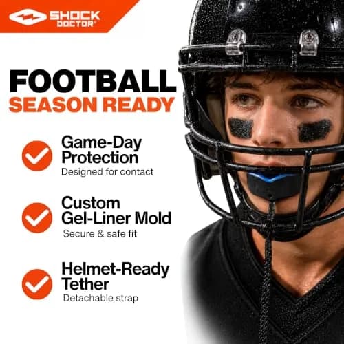 Shock Doctor Gel Max Youth Mouth Guard with Strap | Heavy Duty Protection & Custom Fit thumbnail 4
