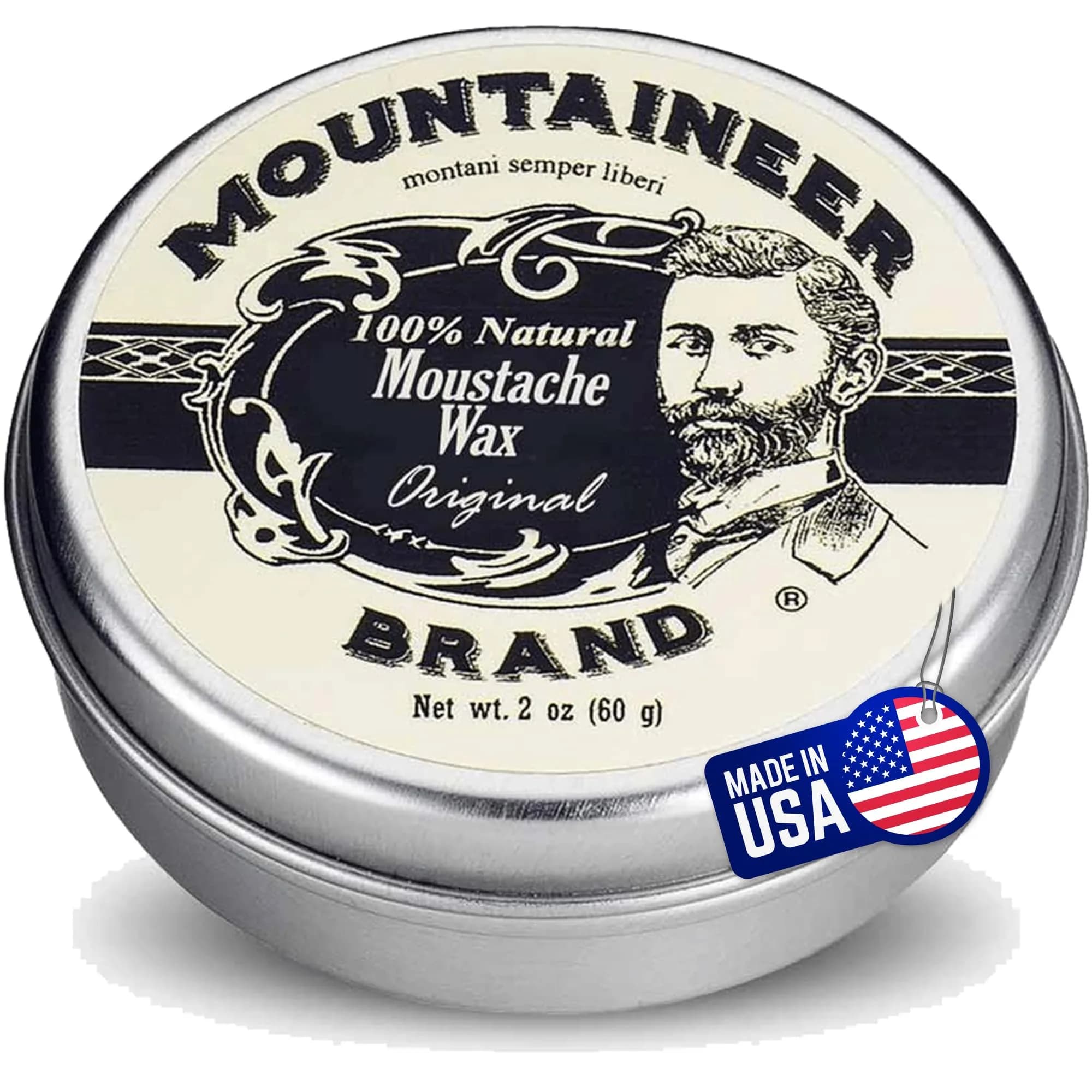 Mountaineer Brand Unscented Natural Mustache Wax | Strong Extra Firm Hold 60ml (2oz) | Styles & Conditions Facial Hair — Cedar Fir