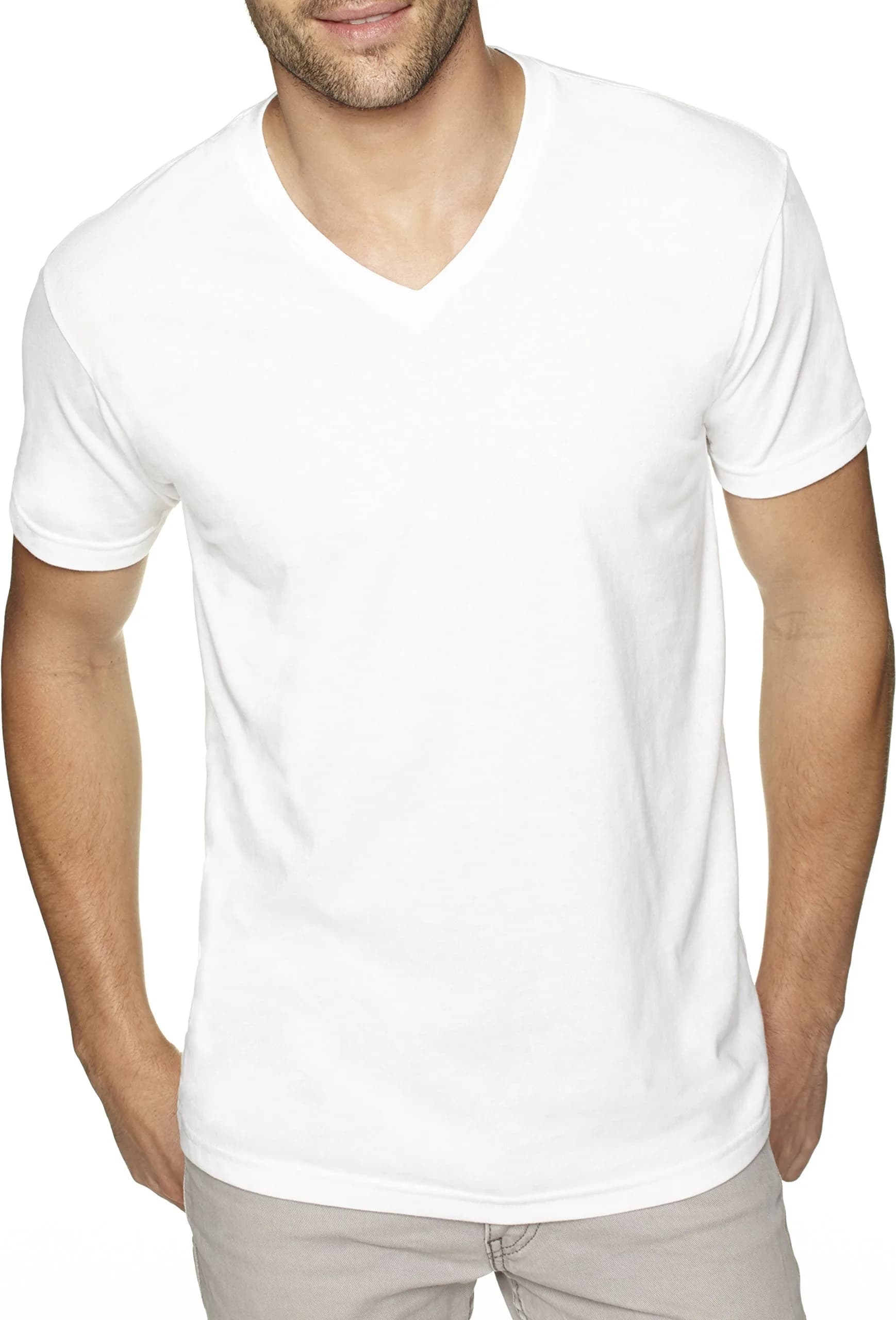 The Next Level Men's Sueded V-Neck T-Shirt Black XS | Lightweight Cotton-Poly Blend for Daily Wear — White / X-Small