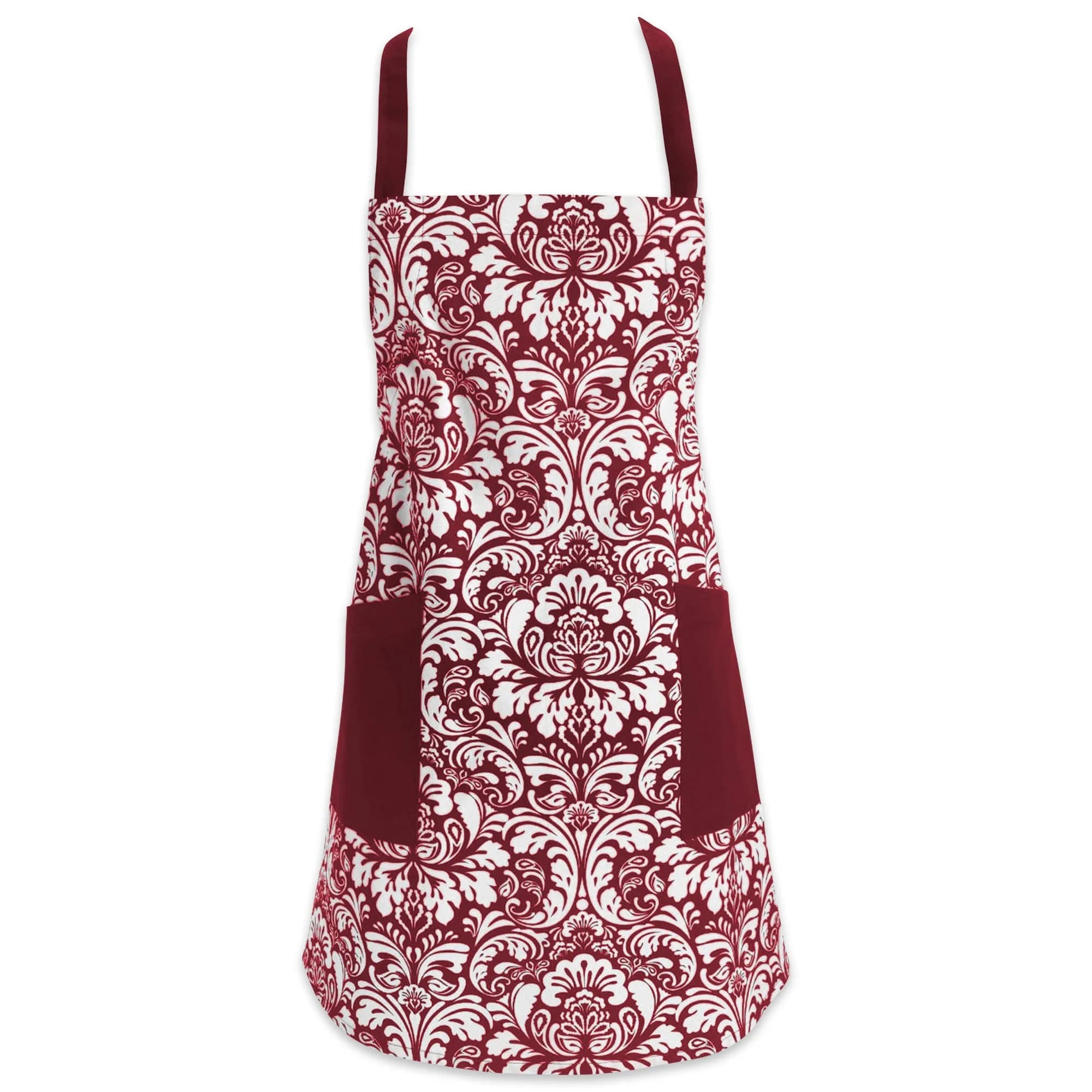 DII Chef Style Cotton Apron | Adjustable Straps & Large Pocket, Wine - main product image