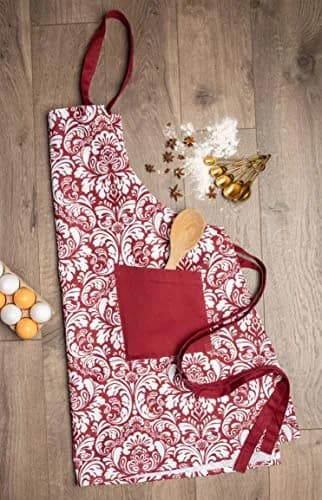 DII Chef Style Cotton Apron | Adjustable Straps & Large Pocket, Wine thumbnail 4