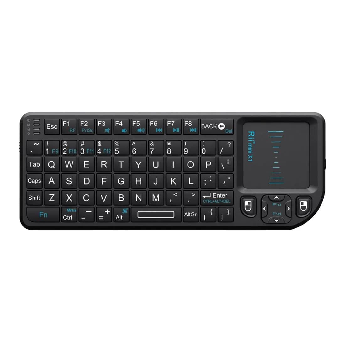 Rii X1 Mini Wireless Keyboard with Touchpad Mouse, Black | 2.4GHz RF, Built-in Rechargeable Battery, Plug and Play - main product image