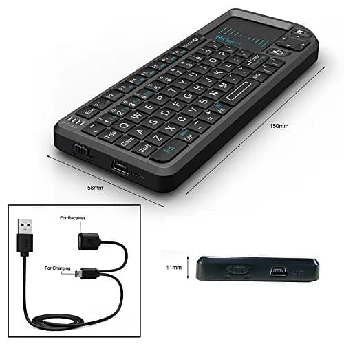 Rii X1 Mini Wireless Keyboard with Touchpad Mouse, Black | 2.4GHz RF, Built-in Rechargeable Battery, Plug and Play thumbnail 5