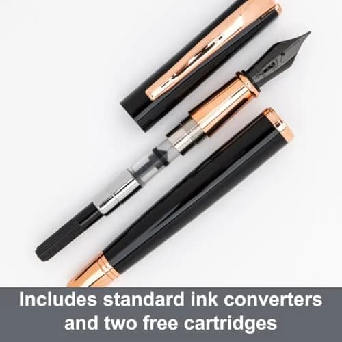 Monteverde Impressa Fountain Pen Black with 18 Karat Rose Gold Trim - Fine Point - JoWo German Nib (1 Count) thumbnail 4
