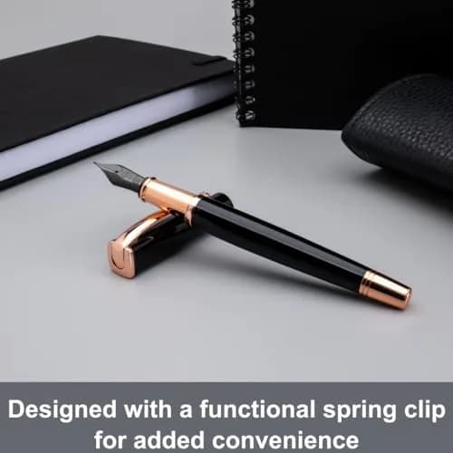 Monteverde Impressa Fountain Pen Black with 18 Karat Rose Gold Trim - Fine Point - JoWo German Nib (1 Count) thumbnail 6