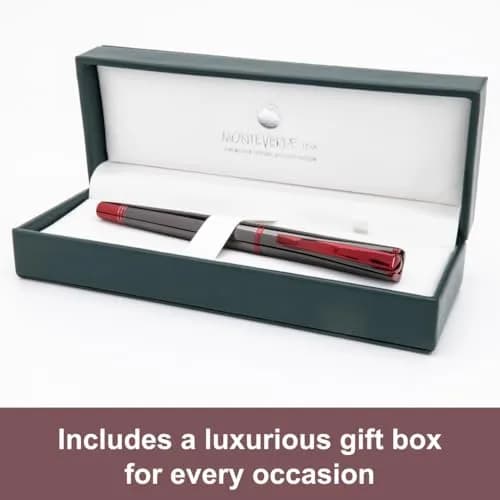 Monteverde Impressa Fountain Pen Gun Metal with Red Trim - Fine Point - JoWo German Nib (5.5 inches) thumbnail 5