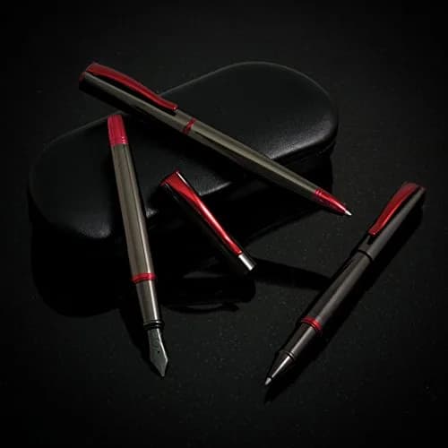 Monteverde Impressa Fountain Pen Gun Metal with Red Trim - Fine Point - JoWo German Nib (5.5 inches) thumbnail 8
