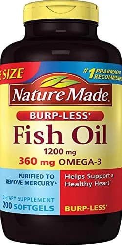 Nature Made Burp-Less Fish Oil 1200 mg | Omega 3 Supplement for Heart & Brain thumbnail 1