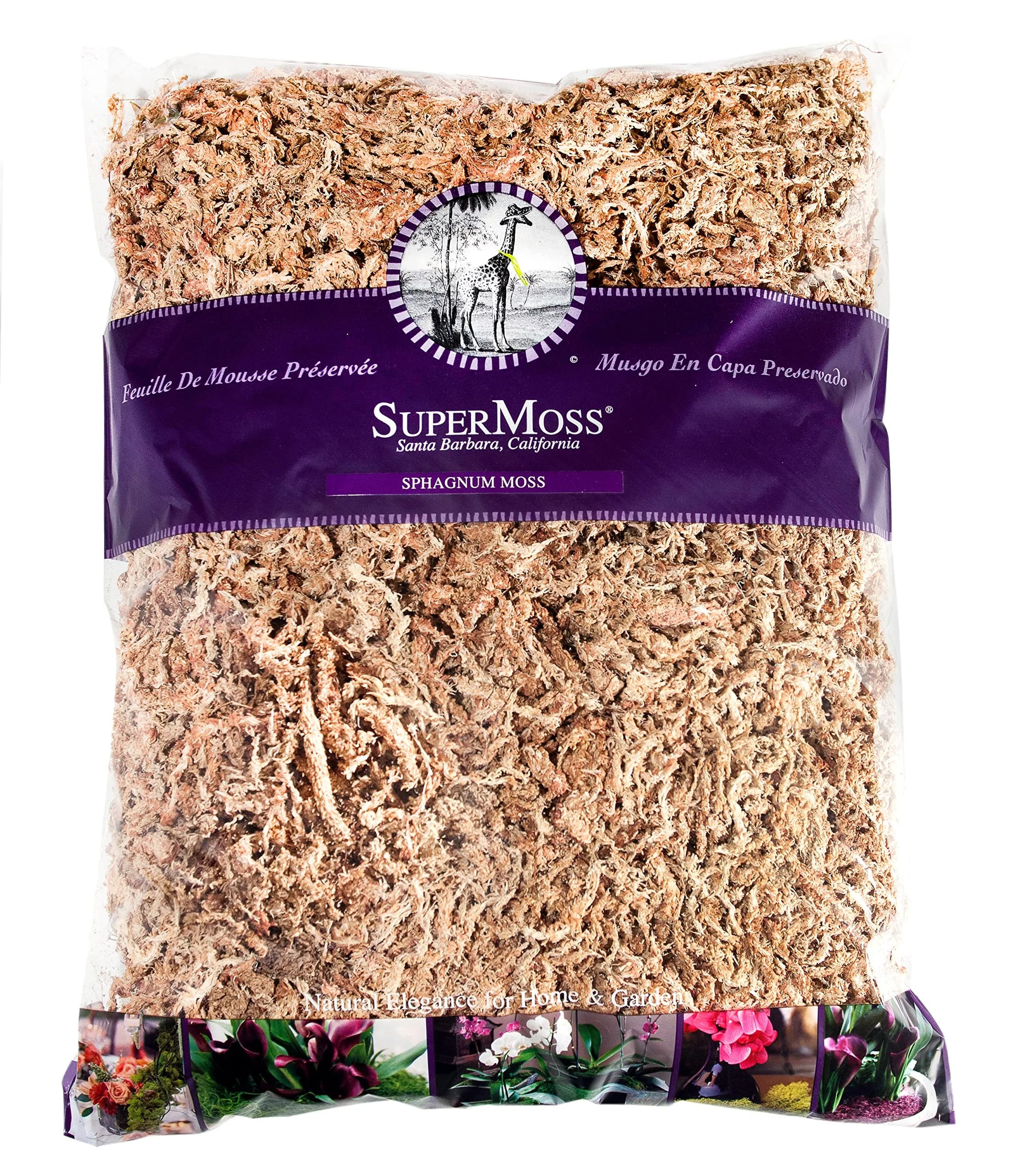 SuperMoss Premium Grade Long Fiber Sphagnum Moss 5.26 kg (11.6 lb) Grower Bale | Superior Water Retention for Orchids and Nursery Plants — 2 lb