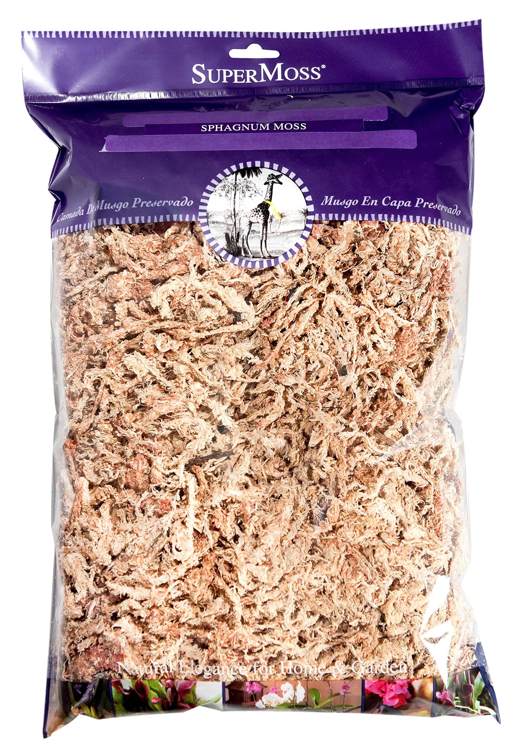 SuperMoss Orchid Sphagnum Moss 227g (8oz) | Long Fiber Natural Dried Moss for Orchids and Succulents - main product image