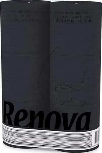 Renova Black Toilet Roll 6 Count (140 Sheets/Roll) | Triple-Ply Softness Imported from USA thumbnail 1