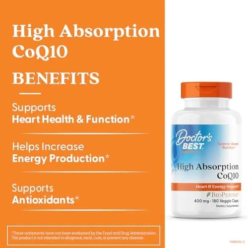 Doctor's Best High Absorption CoQ10 400mg Veg Capsules (180 Count) thumbnail 2