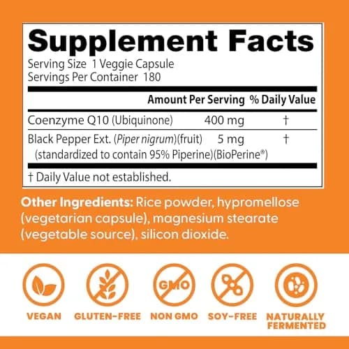 Doctor's Best High Absorption CoQ10 400mg Veg Capsules (180 Count) thumbnail 3
