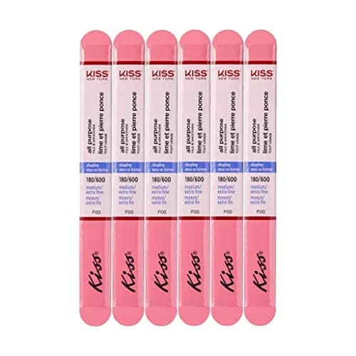 KISS Nail File All Purpose & Smoother 180 Medium / 600 Extra Fine Pack of 6 | Suitable for Natural & Artificial Nails thumbnail 1