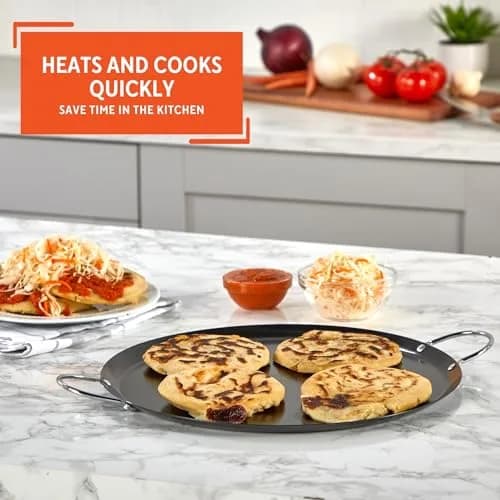 Imusa 13.5in Carbon Steel Nonstick Round Comal with Metal Handles, Black | Versatile Kitchen Essential thumbnail 5
