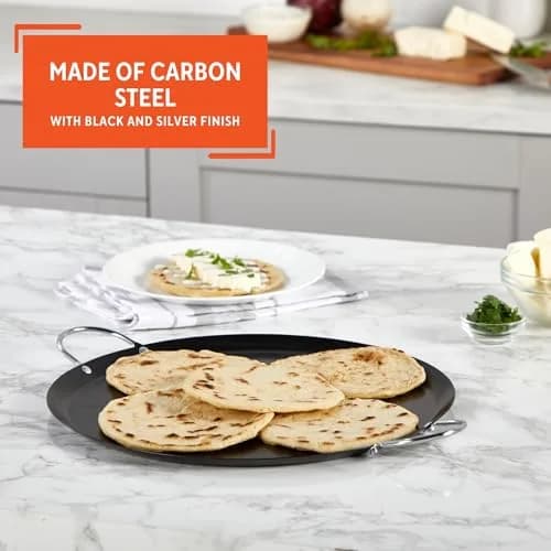 Imusa 13.5in Carbon Steel Nonstick Round Comal with Metal Handles, Black | Versatile Kitchen Essential thumbnail 3