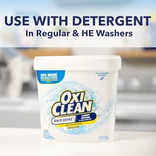 OxiClean White Revive Laundry Whitener and Stain Remover Powder 2.27 kg (5 lb) | Whitens Whites 40% Better Than Chlorine Bleach thumbnail 4