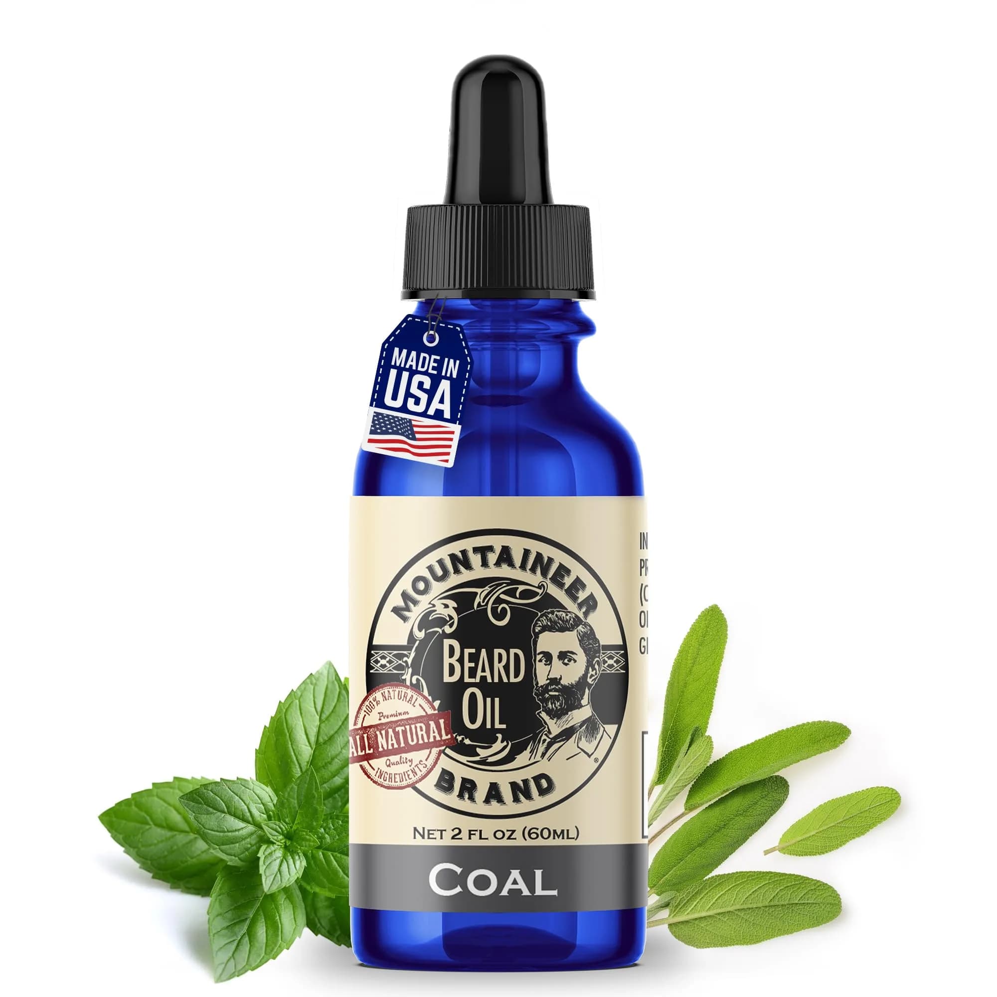 Mountaineer Brand Natural Unscented Beard Oil 60ml (2 Fl Oz) | Hydrates, Softens & Conditions for Beard Growth — Coal (2oz)