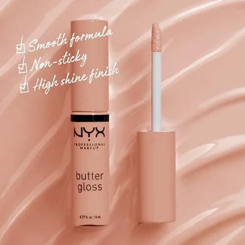 NYX PROFESSIONAL MAKEUP Butter Gloss Bling 14 Madeleine Lip Gloss - Mid-Tone Nude Vegan Shine thumbnail 2