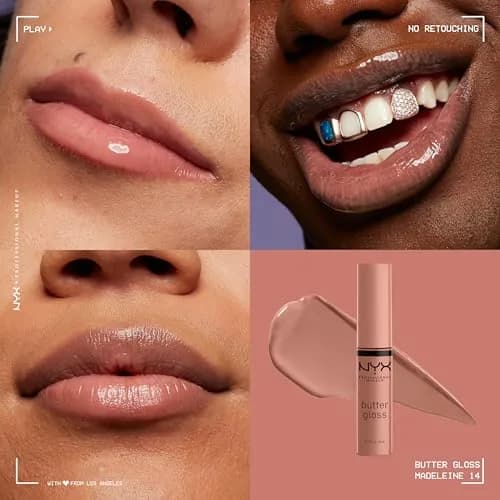 NYX PROFESSIONAL MAKEUP Butter Gloss Bling 14 Madeleine Lip Gloss - Mid-Tone Nude Vegan Shine thumbnail 3