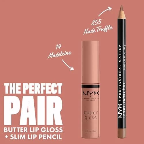 NYX PROFESSIONAL MAKEUP Butter Gloss Bling 14 Madeleine Lip Gloss - Mid-Tone Nude Vegan Shine thumbnail 4