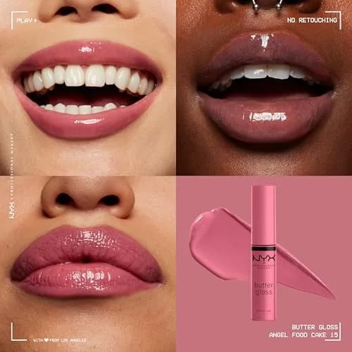 NYX PROFESSIONAL MAKEUP Butter Gloss Bling Lip Gloss - 15 Angel Food Cake (True Mauve), 7.65 ml thumbnail 3