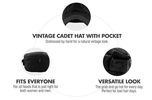 KBETHOS Army Cap XL | Vintage Military Style with Stash Pocket (XL, Black Vintage) thumbnail 5
