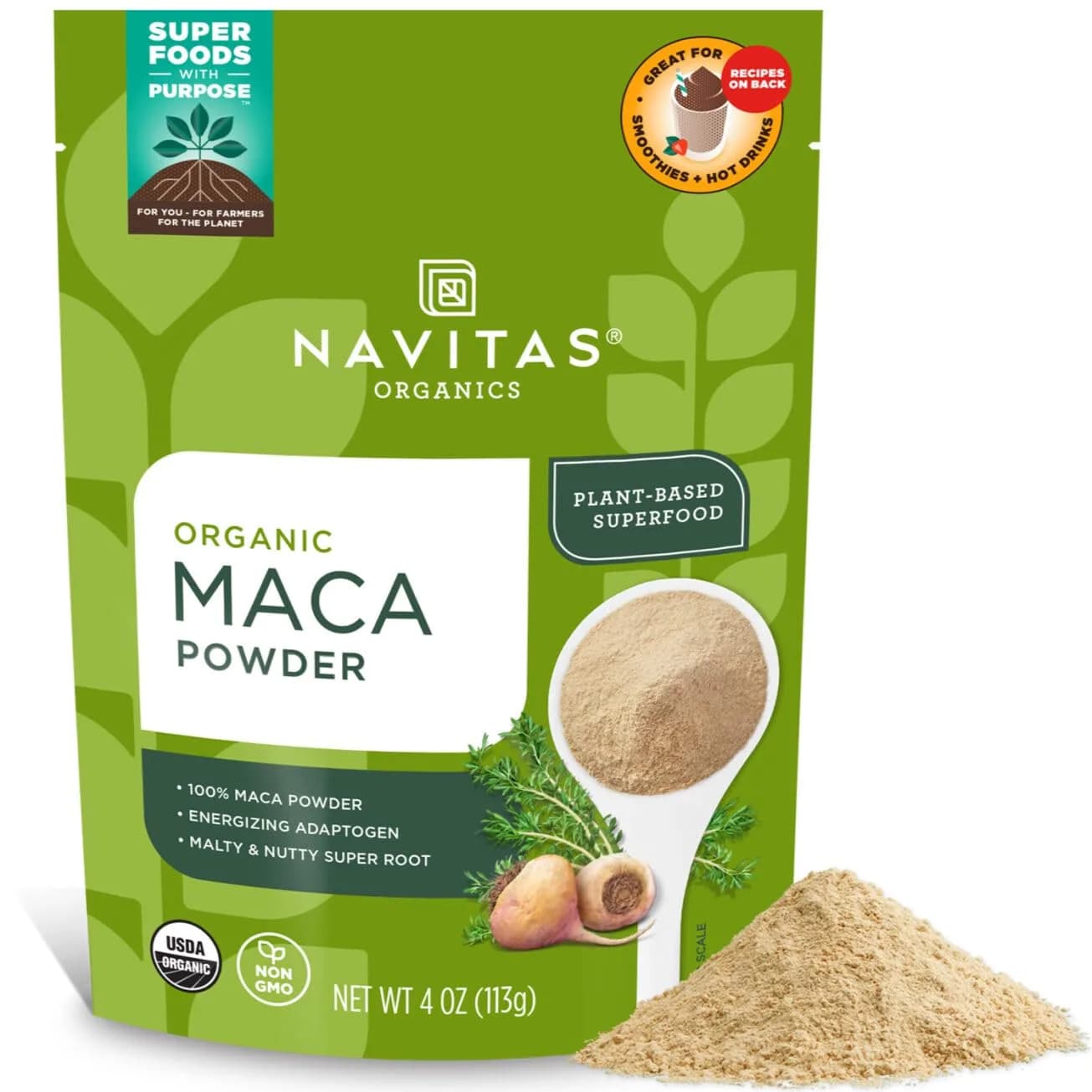 Navitas Organics Gelatinized Maca Powder | 113g (4oz) Adaptogen for Energy & Balance — 4 Ounce
