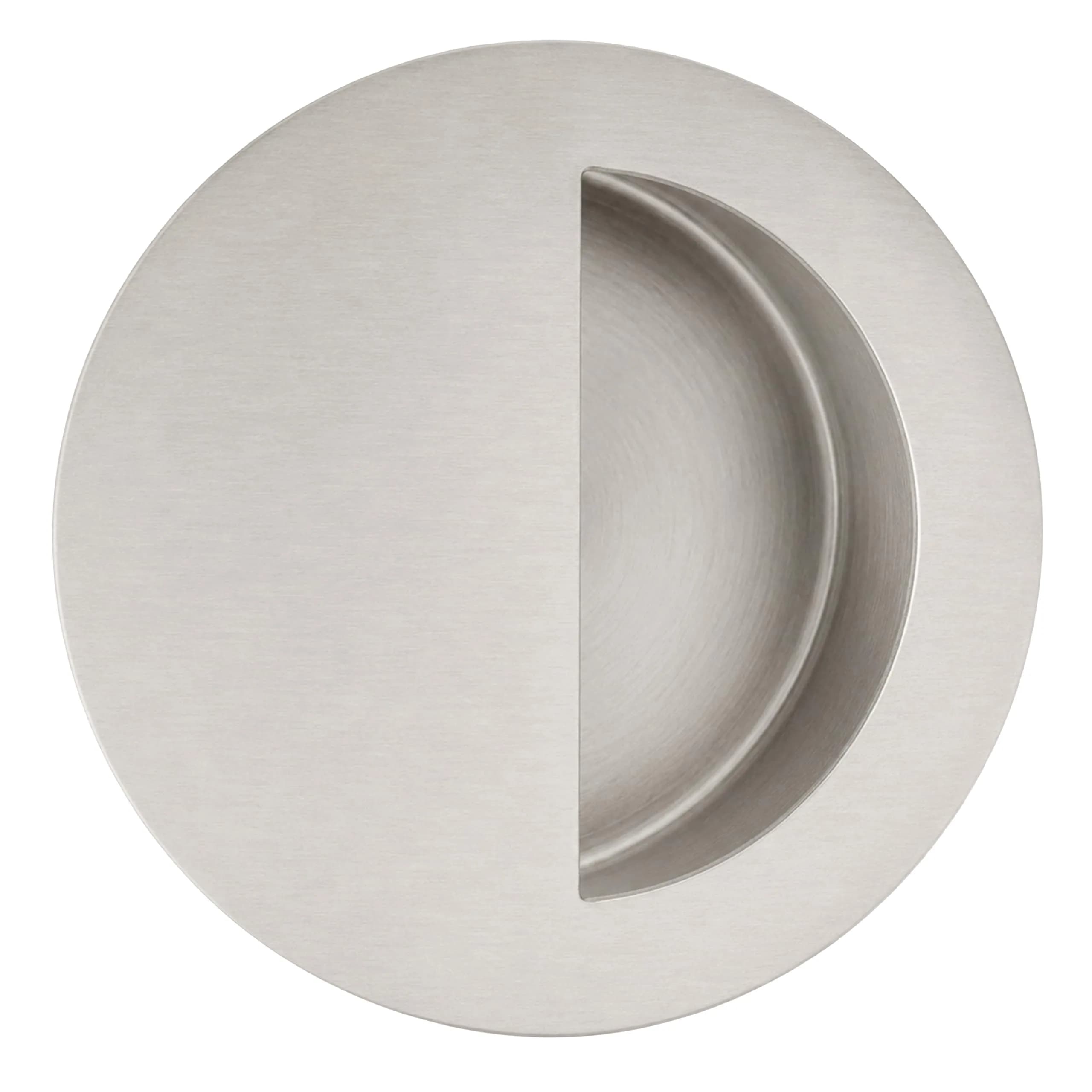 INOX Round Pocket Door Pull 90mm Satin Stainless Steel Recessed Cup Handle - main product image