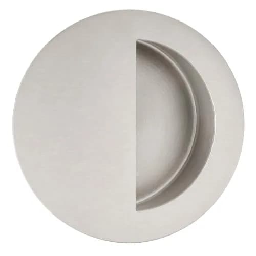 INOX Round Pocket Door Pull 90mm Satin Stainless Steel Recessed Cup Handle thumbnail 1