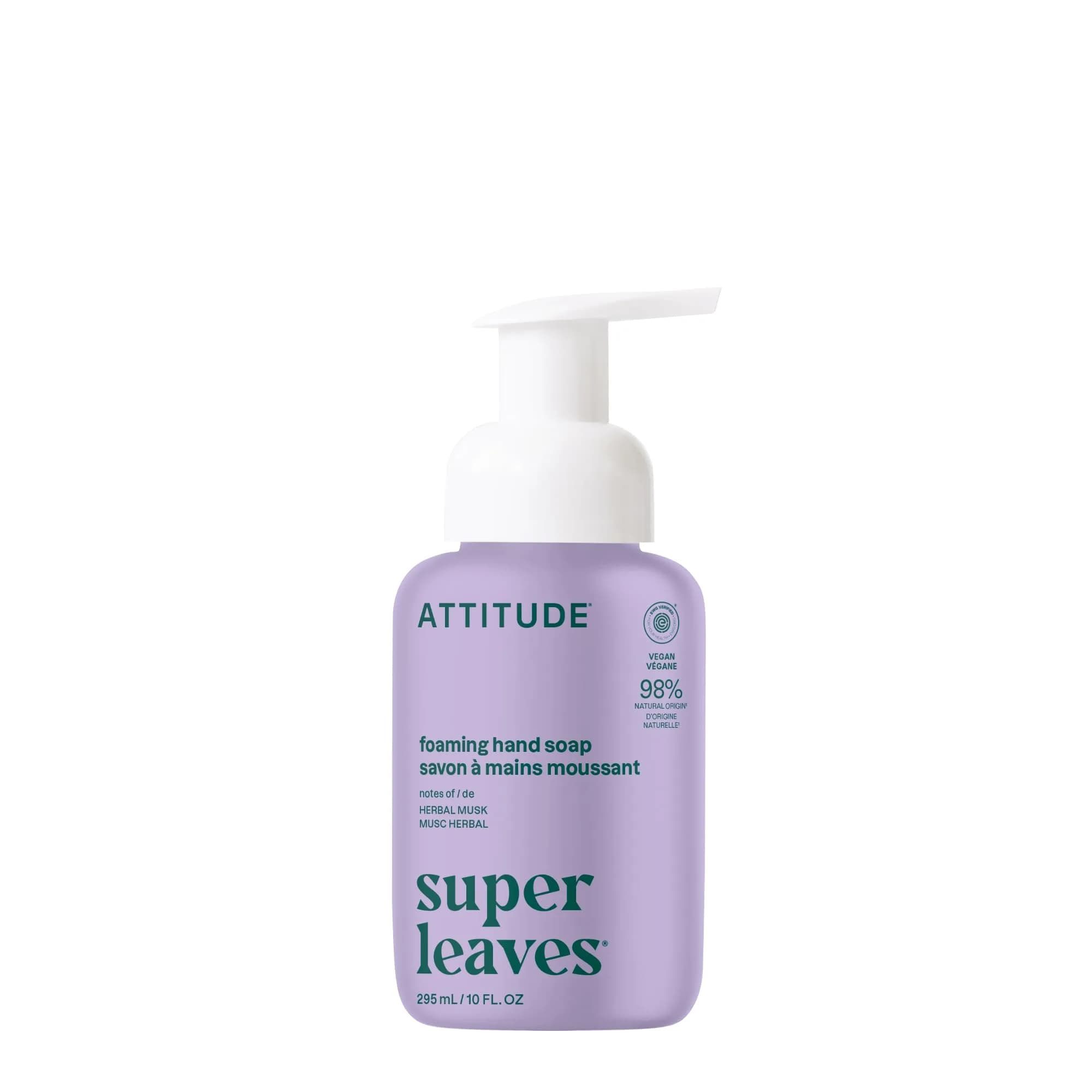 ATTITUDE Foaming Hand Soap, EWG Verified Herbal Musk 295ml (10 Fl Oz) | Plant and Mineral-Based - main product image