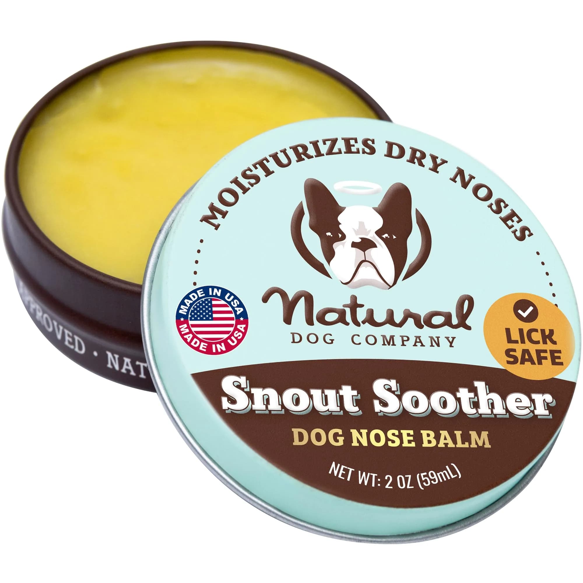 Natural Dog Company Snout Soother 0.15 oz Travel Stick | Nourishing Nose Balm for All Breeds — 2 oz Tin
