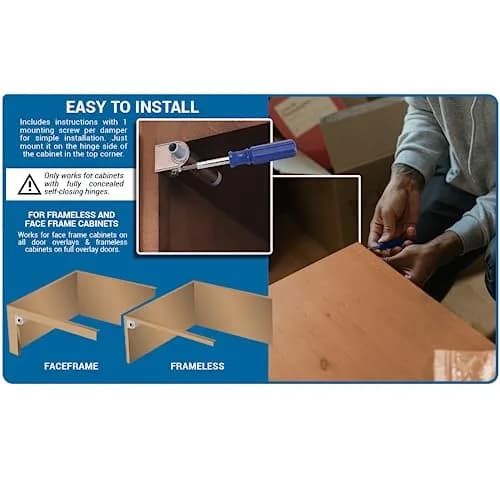Rok Soft Close Damper for Cabinet Doors 25 Pack | Zinc Diecast, Adjustable, European Made thumbnail 4