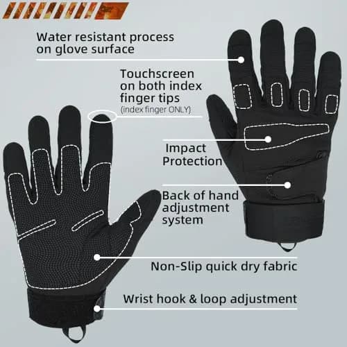 Seibertron Full Finger Tactical Gloves Water Resistant Impact & Touchscreen | Anti-Slip for Adults & Youth thumbnail 3