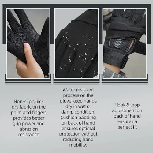 Seibertron Full Finger Tactical Gloves XL | Water Resistant Touchscreen Impact Anti-Slip for Motorcycle Cycling Hiking thumbnail 4